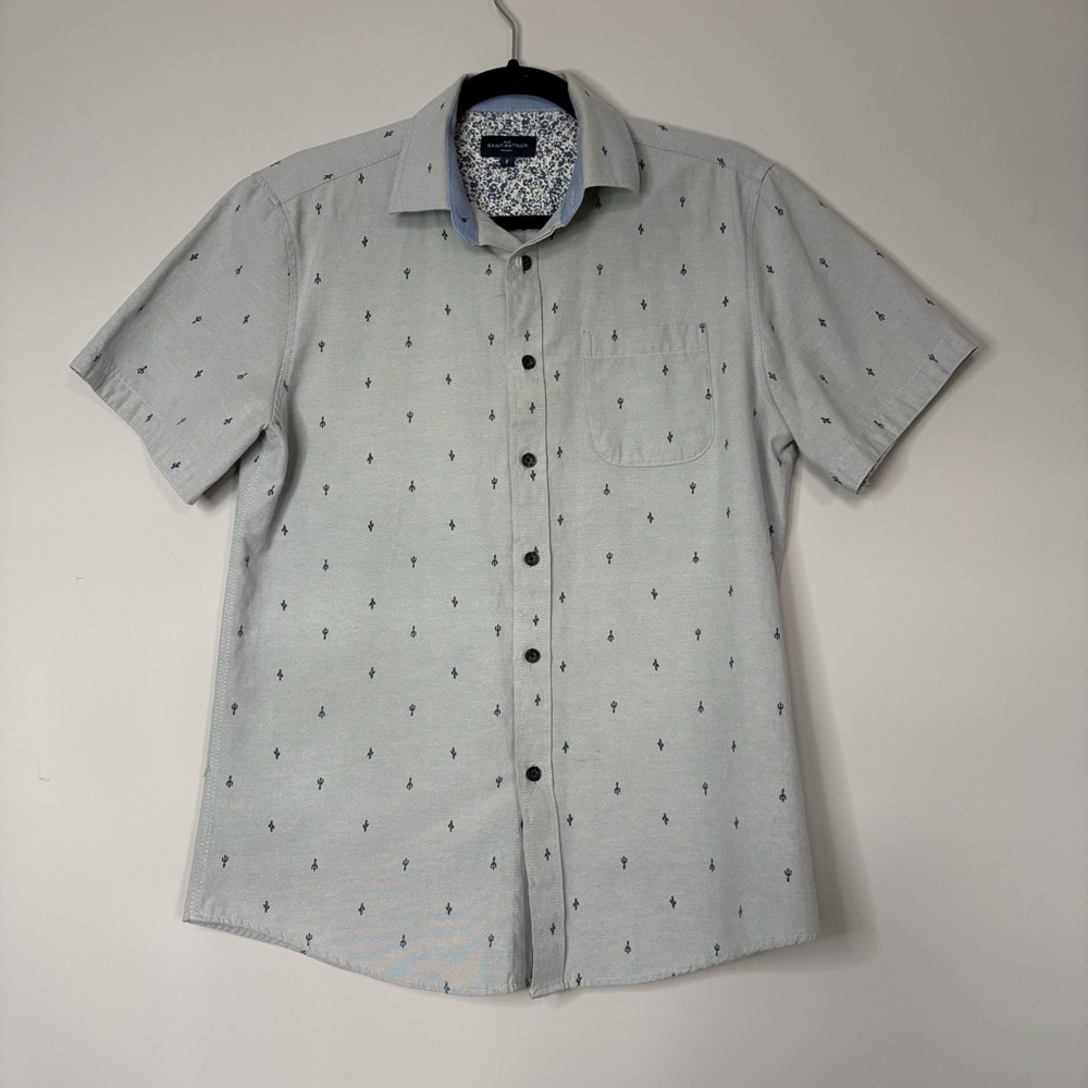 Rue Saint Patrick Button Down Shirt Short Sleeve Size S Cactus Print Collared